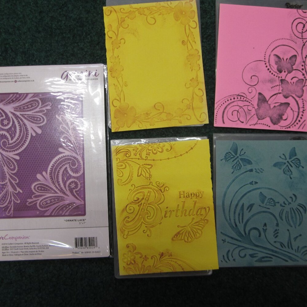 5 Embossing Folders 4x6 5x7 Butterflies Swirls Crafter's Companion